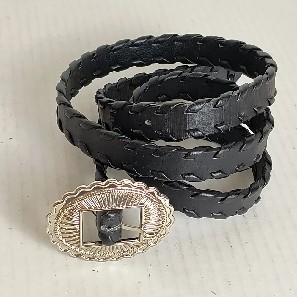 Western Concho Belt Black M/L Vegan Leather